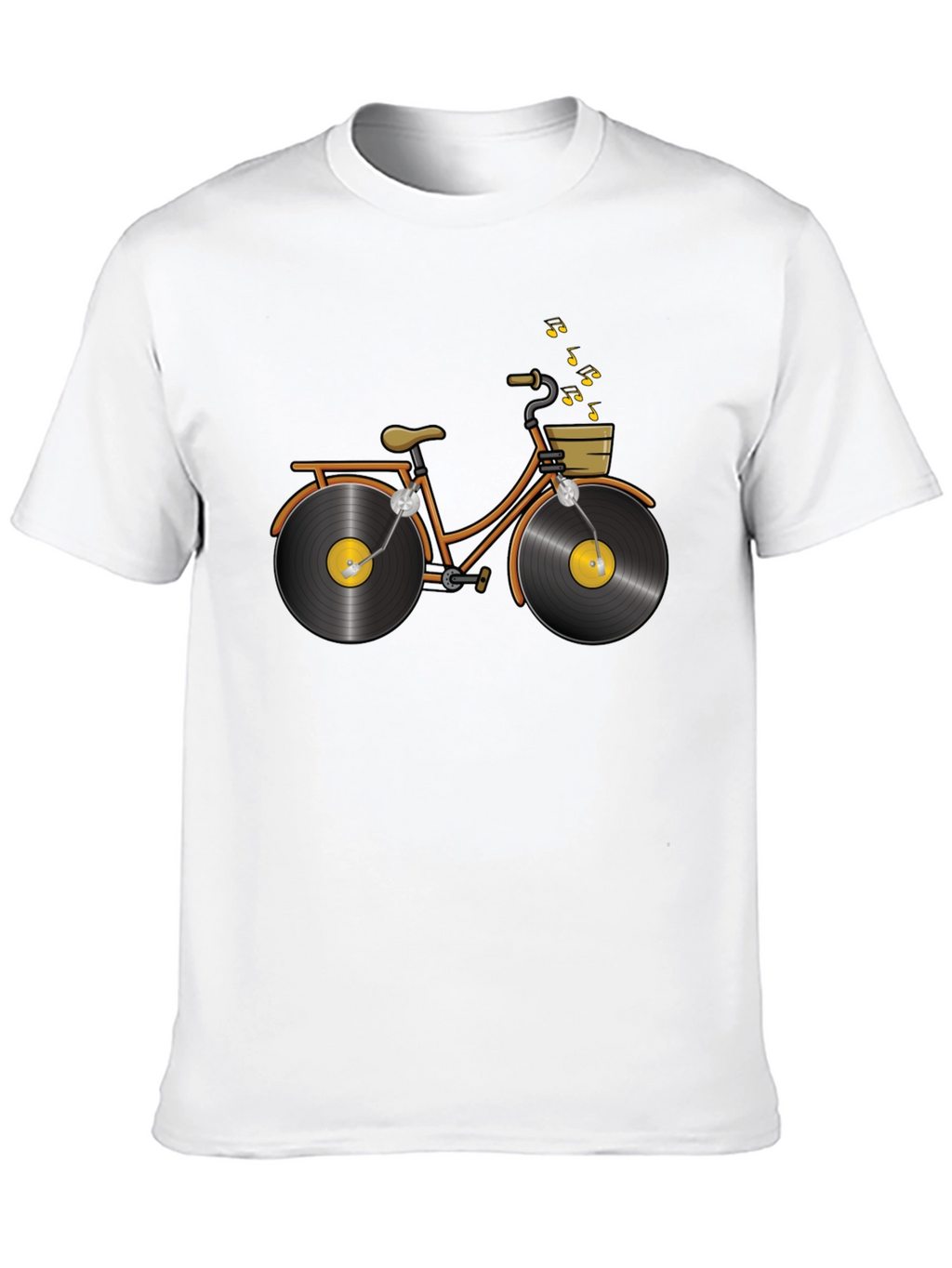 Unique Vinyl Record Bicycle Graphic T-Shirt