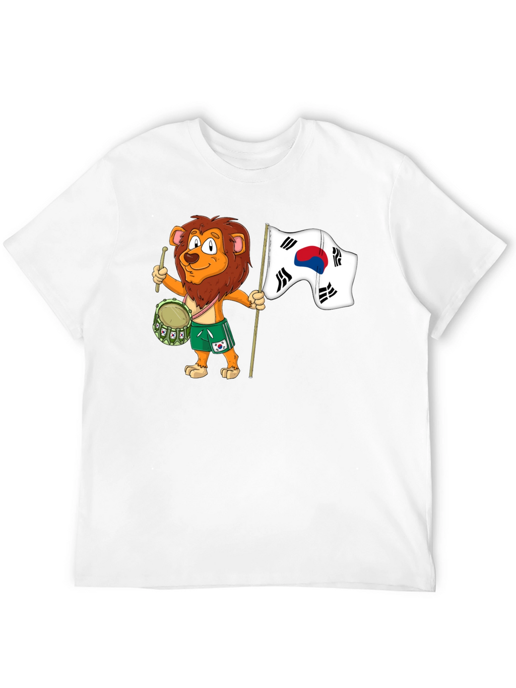 Lion Drummer with South Korean Flag T-Shirt