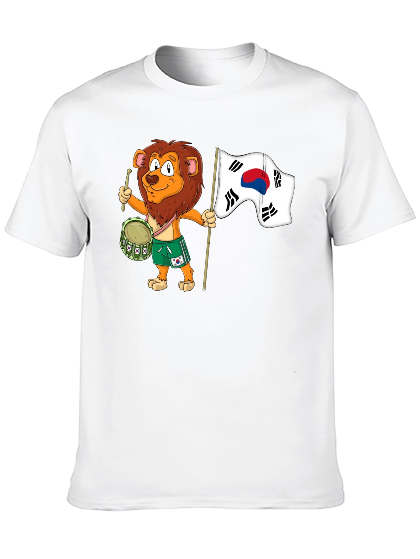 Lion Drummer with South Korean Flag T-Shirt