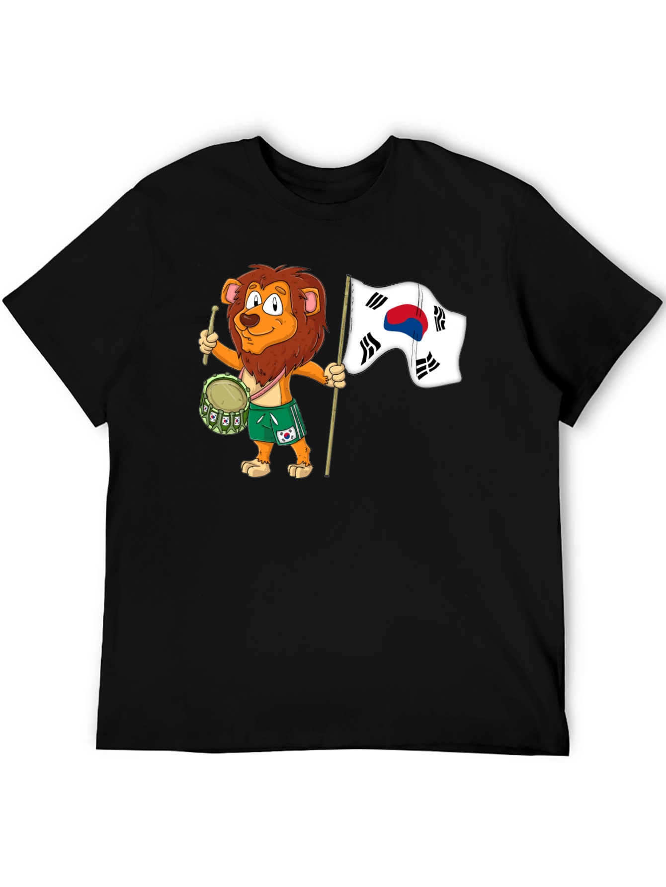 Lion Drummer with South Korean Flag T-Shirt