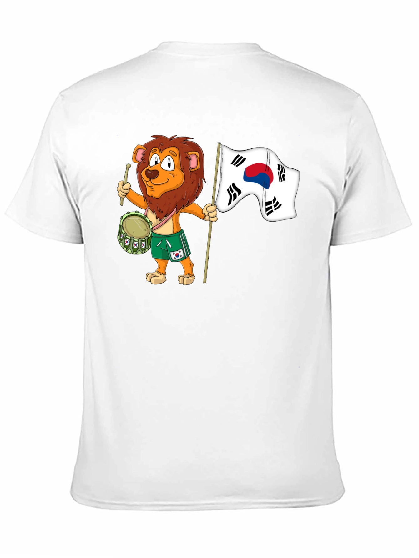 Lion Drummer with South Korean Flag T-Shirt