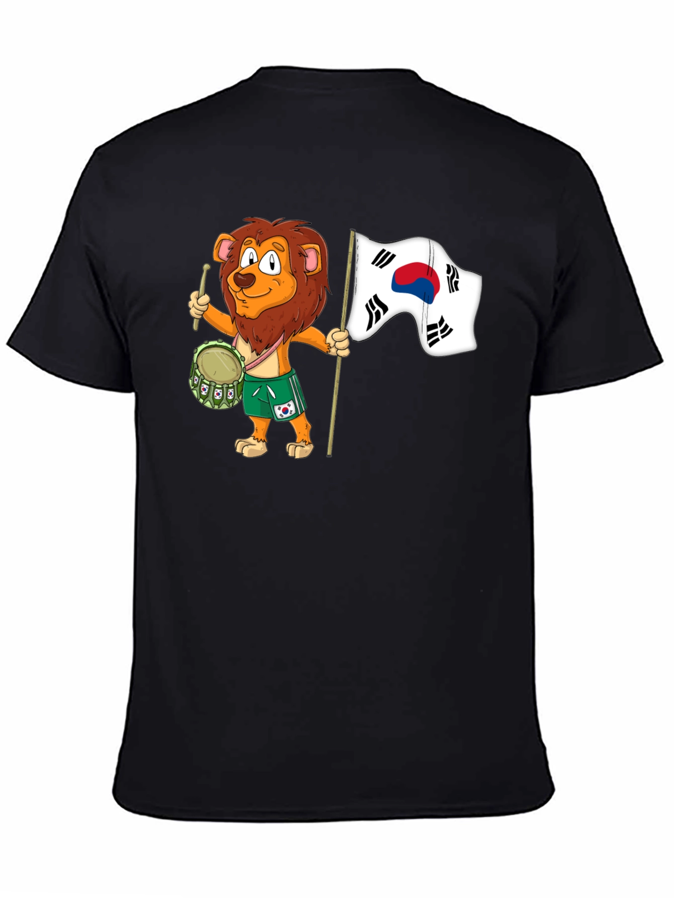 Lion Drummer with South Korean Flag T-Shirt