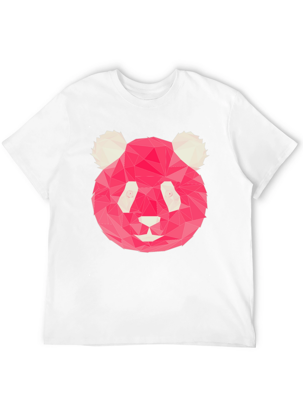 Geometric Pink Panda Graphic Black T-Shirt