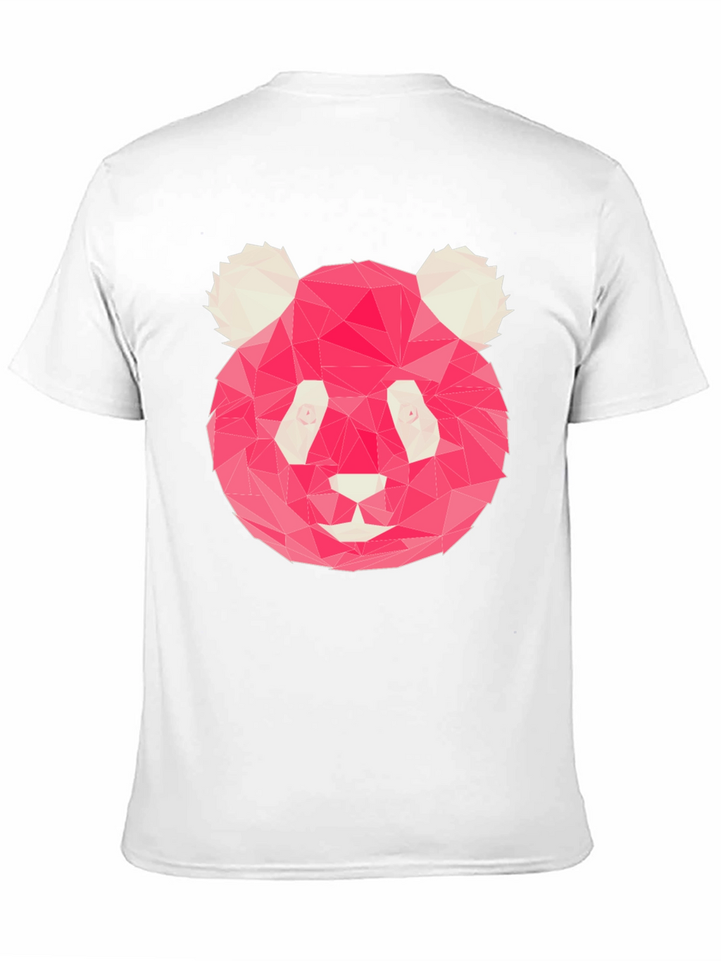 Geometric Pink Panda Graphic Black T-Shirt