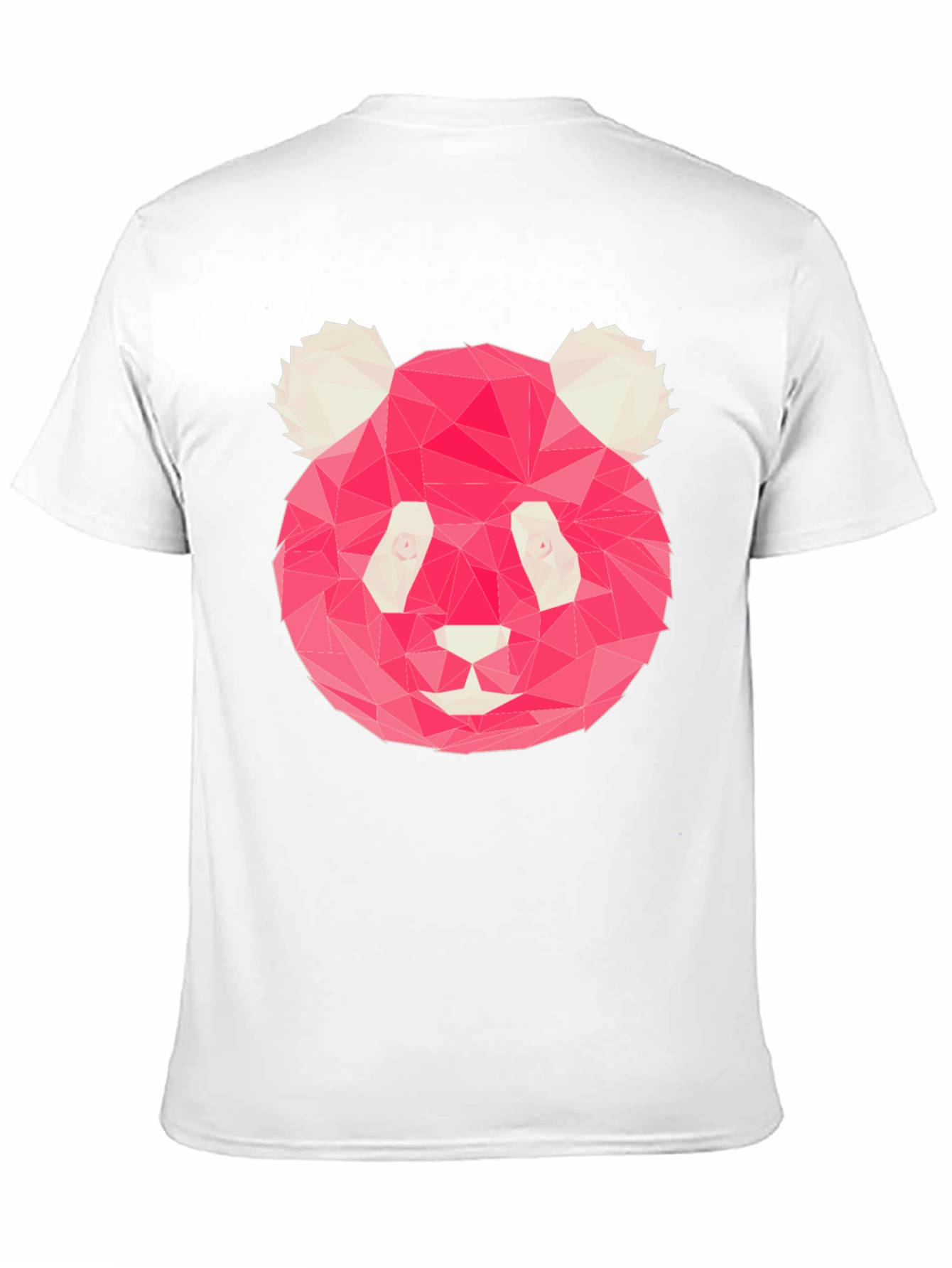 Geometric Pink Panda Graphic Black T-Shirt