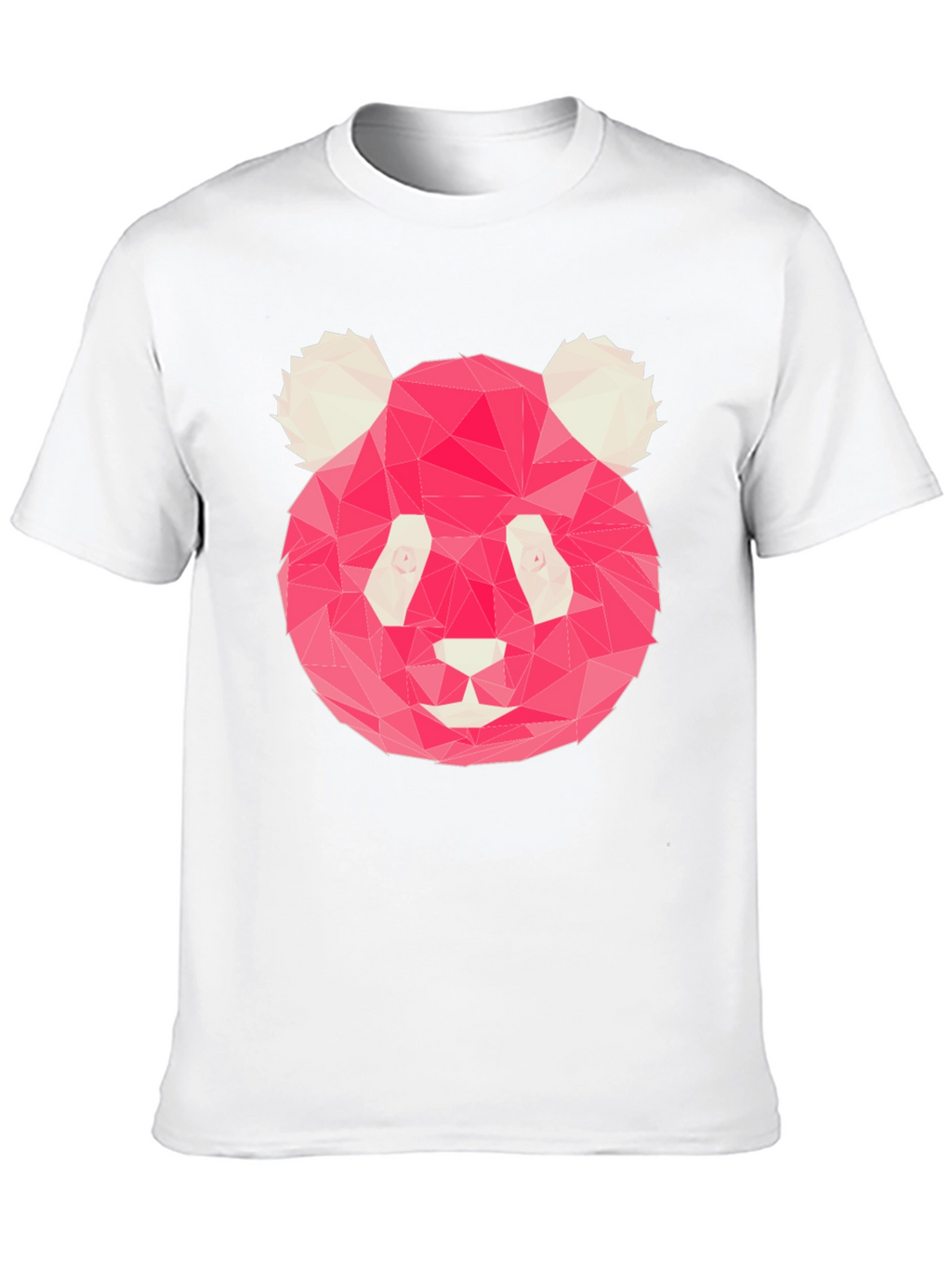 Geometric Pink Panda Graphic Black T-Shirt
