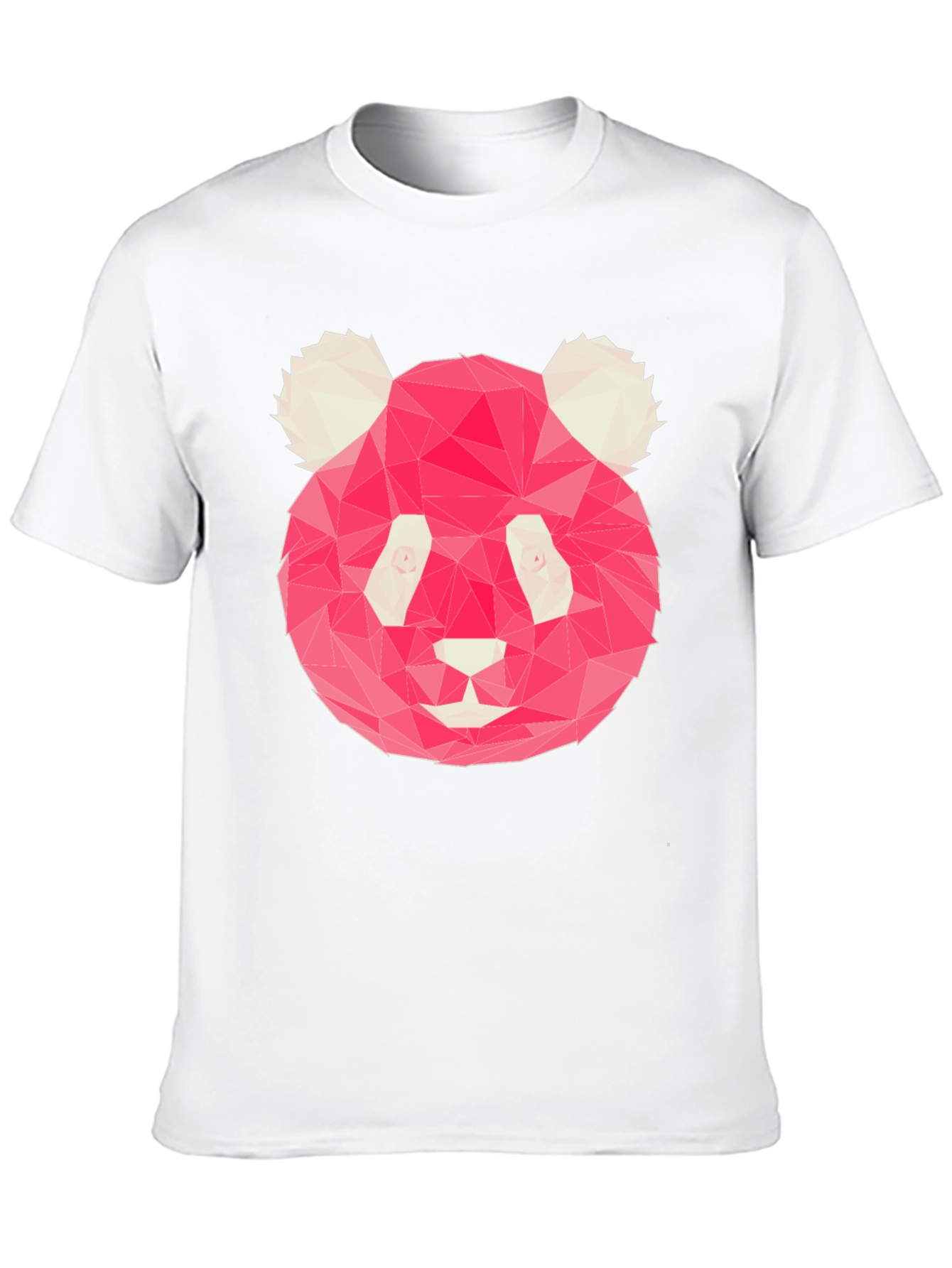 Geometric Pink Panda Graphic Black T-Shirt