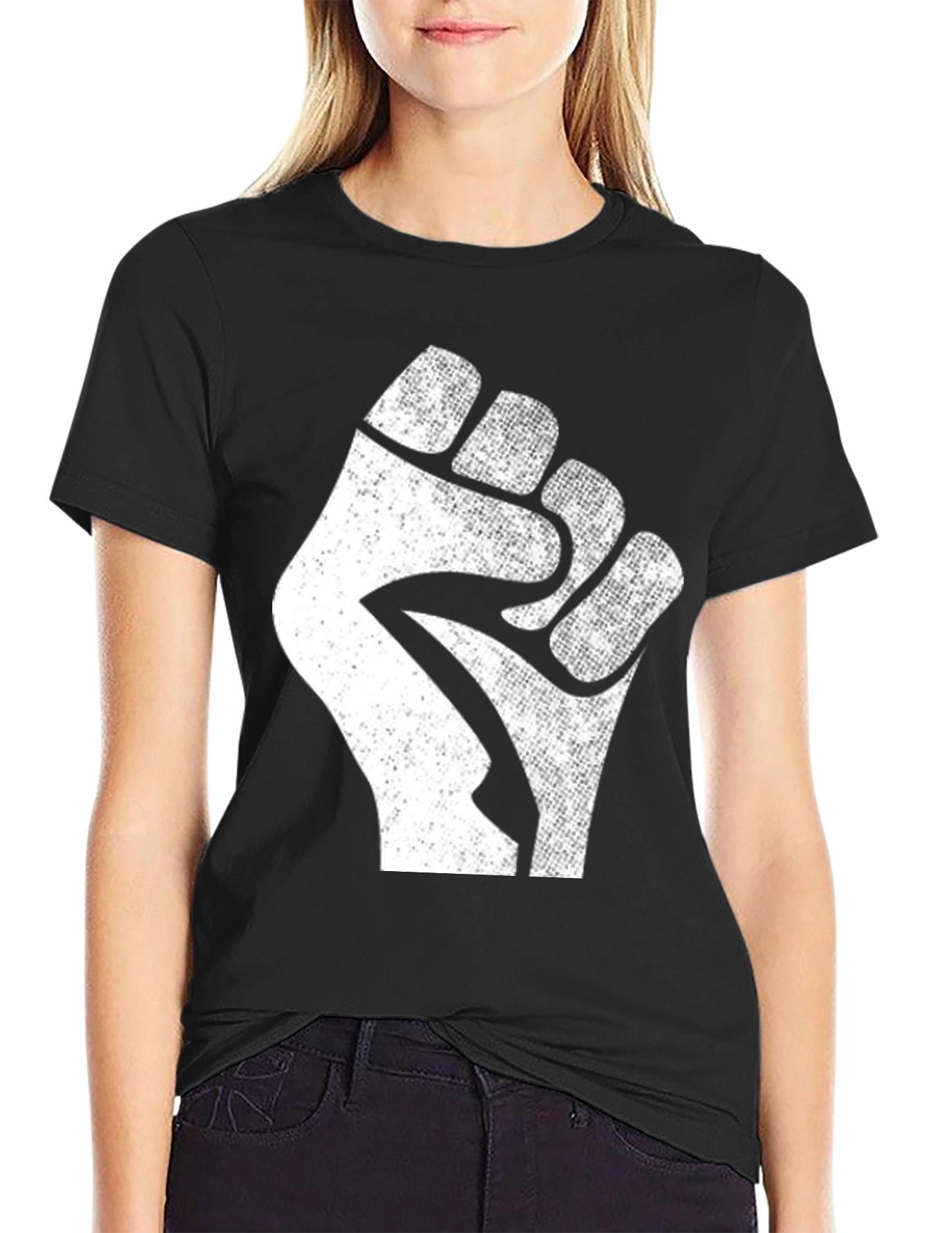 Black Power Fist T-Shirt - Distressed Graphic Tee