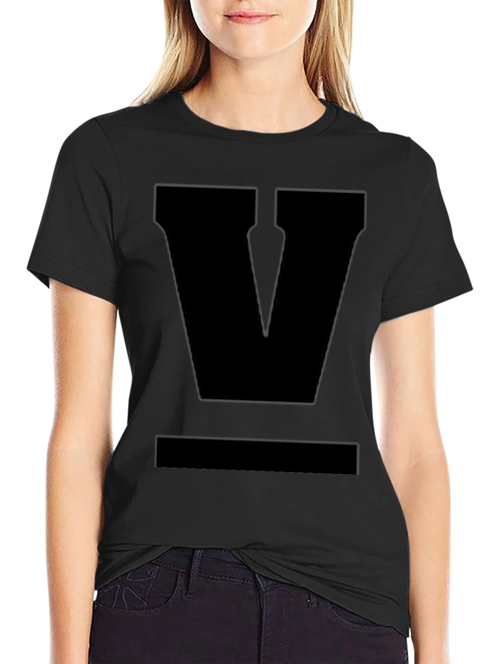 Bold Black V Graphic Tee - Classic Style
