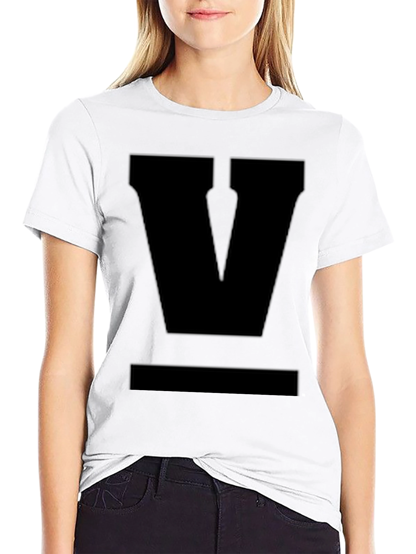 Bold Black V Graphic Tee - Classic Style