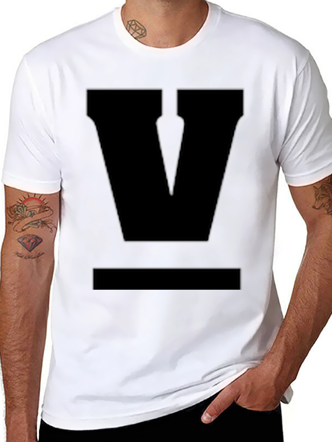 Bold Black V Graphic Tee - Classic Style