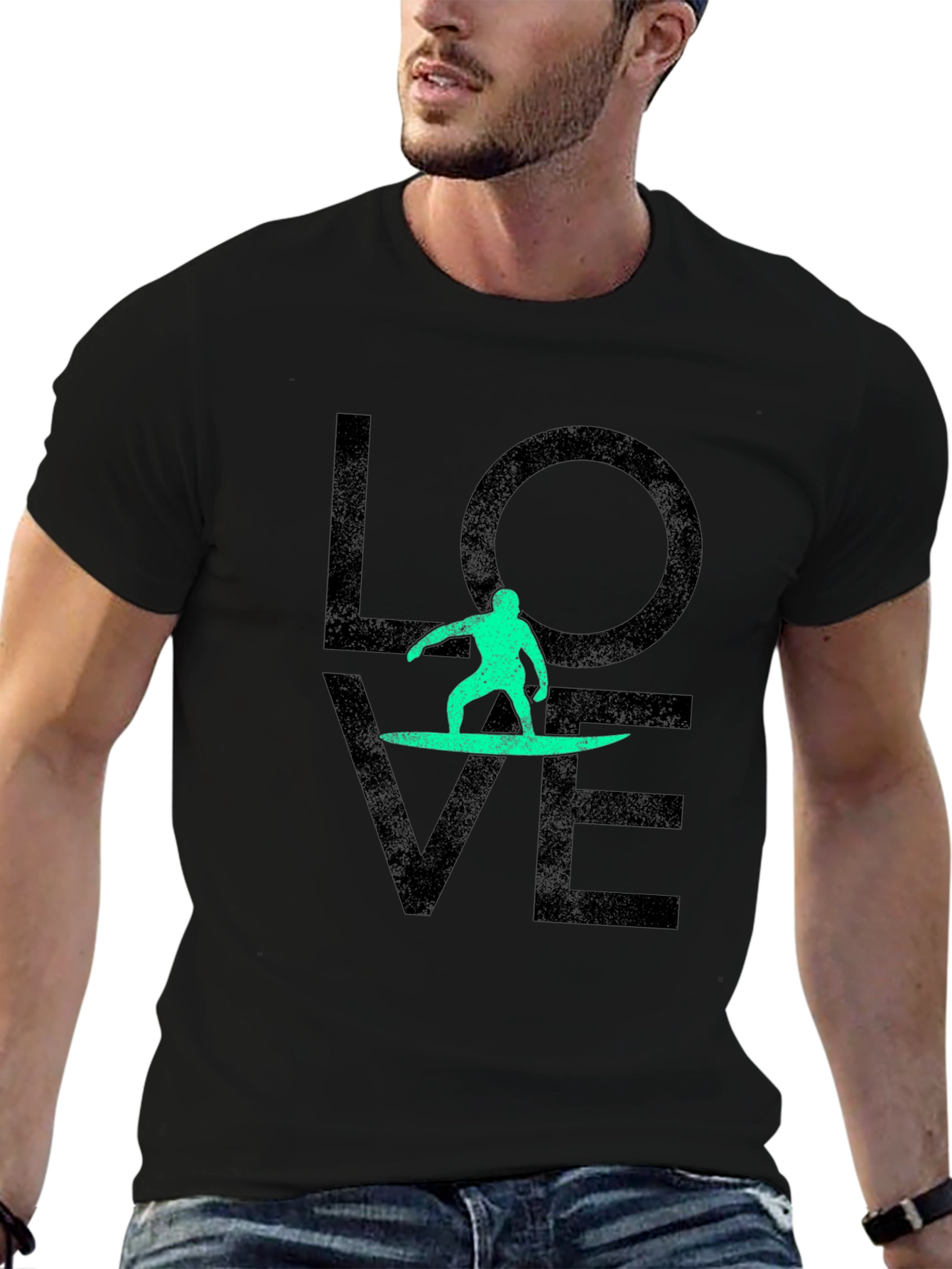 Surfer Love T-Shirt - Black Graphic Tee