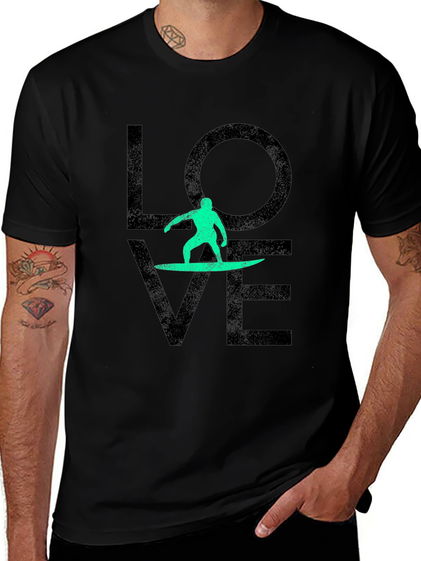 Surfer Love T-Shirt - Black Graphic Tee