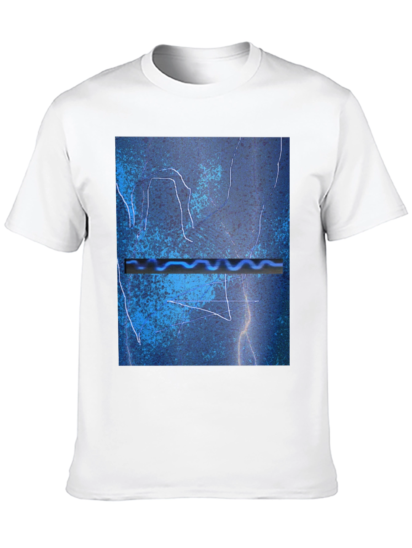Abstract Blue Graphic Print Black T-Shirt
