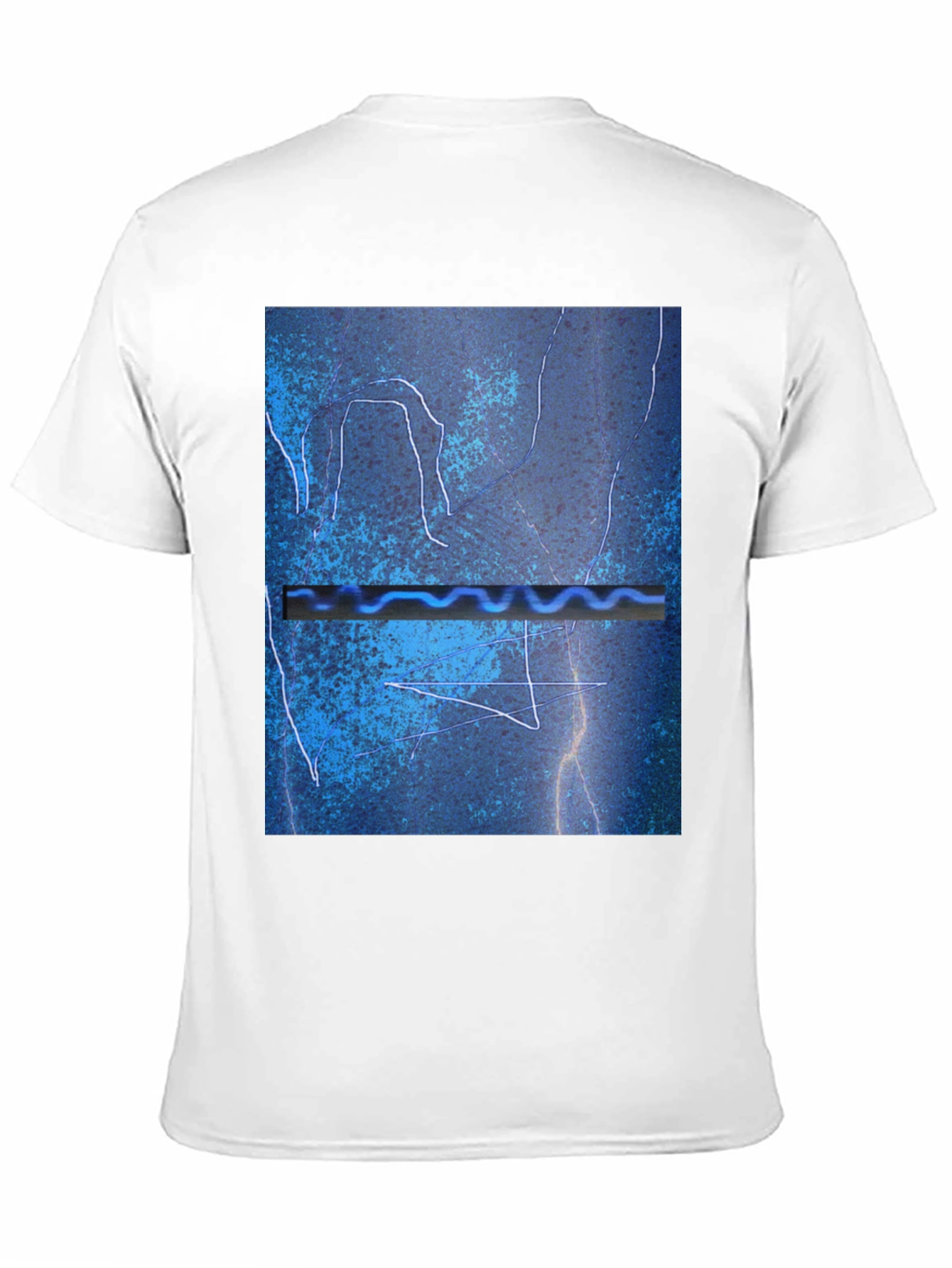 Abstract Blue Graphic Print Black T-Shirt