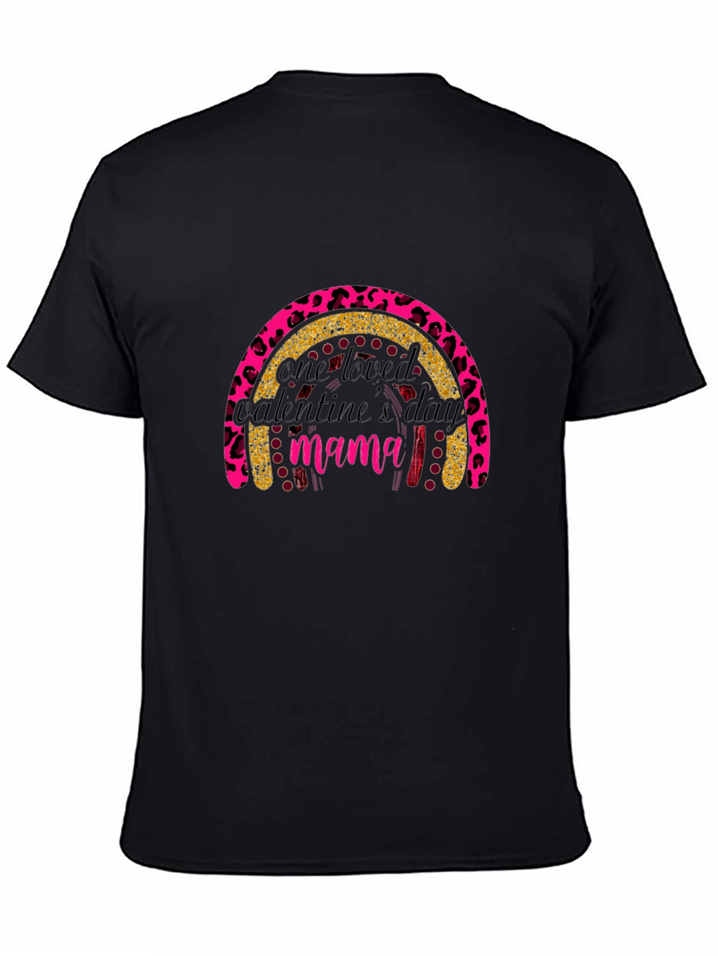 Valentines Day Mama T-Shirt - Leopard Rainbow