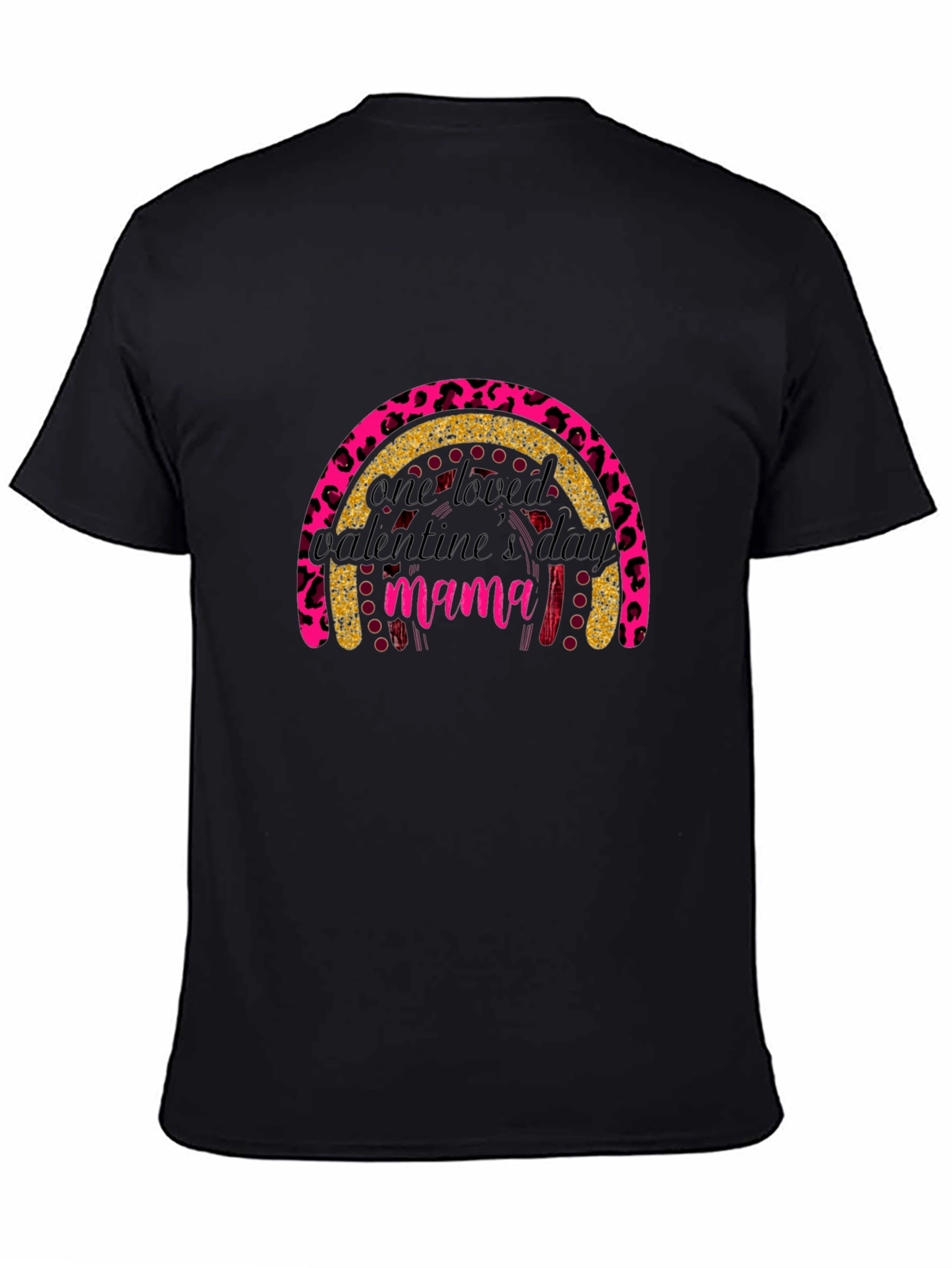 Valentines Day Mama T-Shirt - Leopard Rainbow