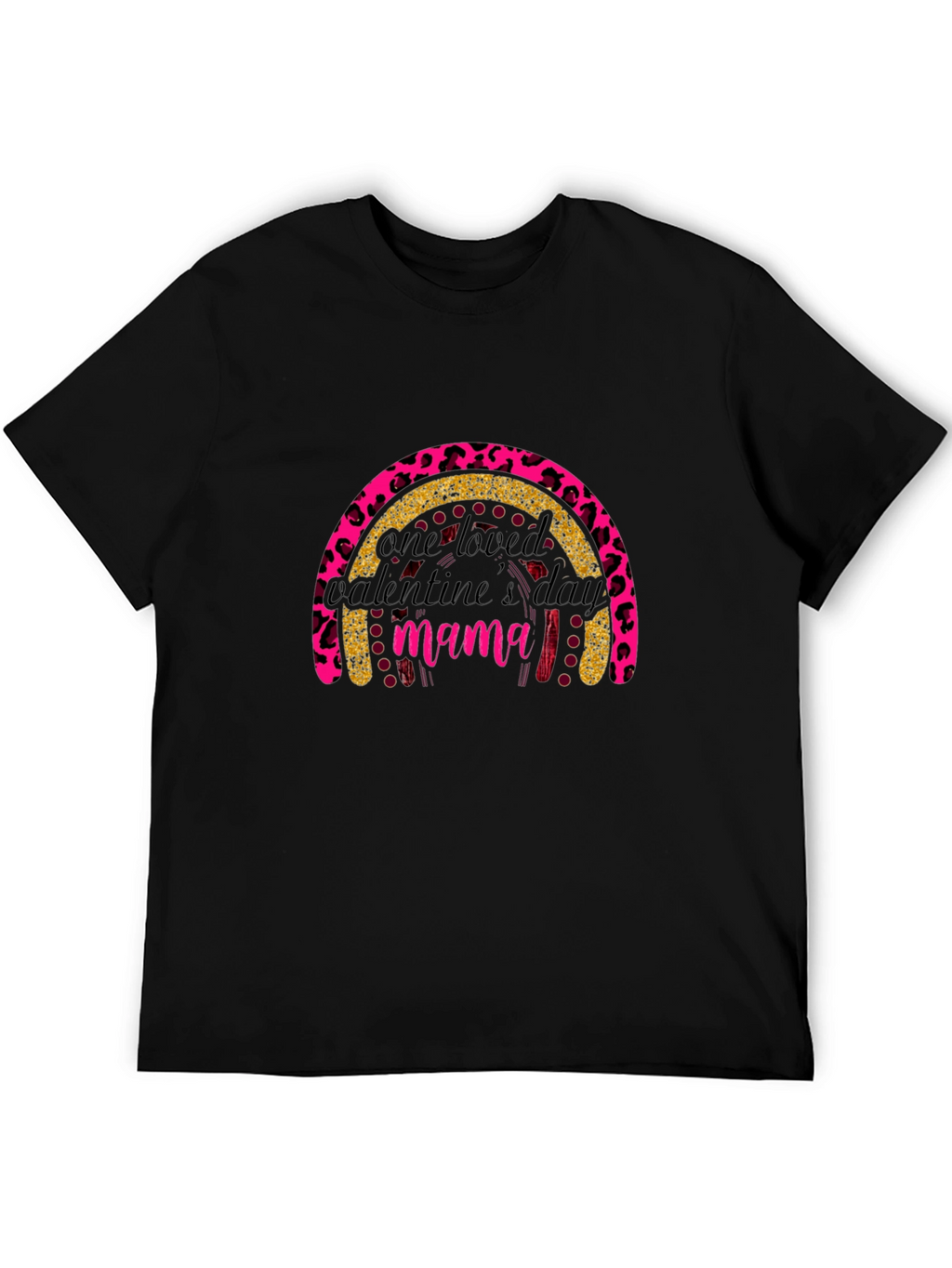 Valentines Day Mama T-Shirt - Leopard Rainbow