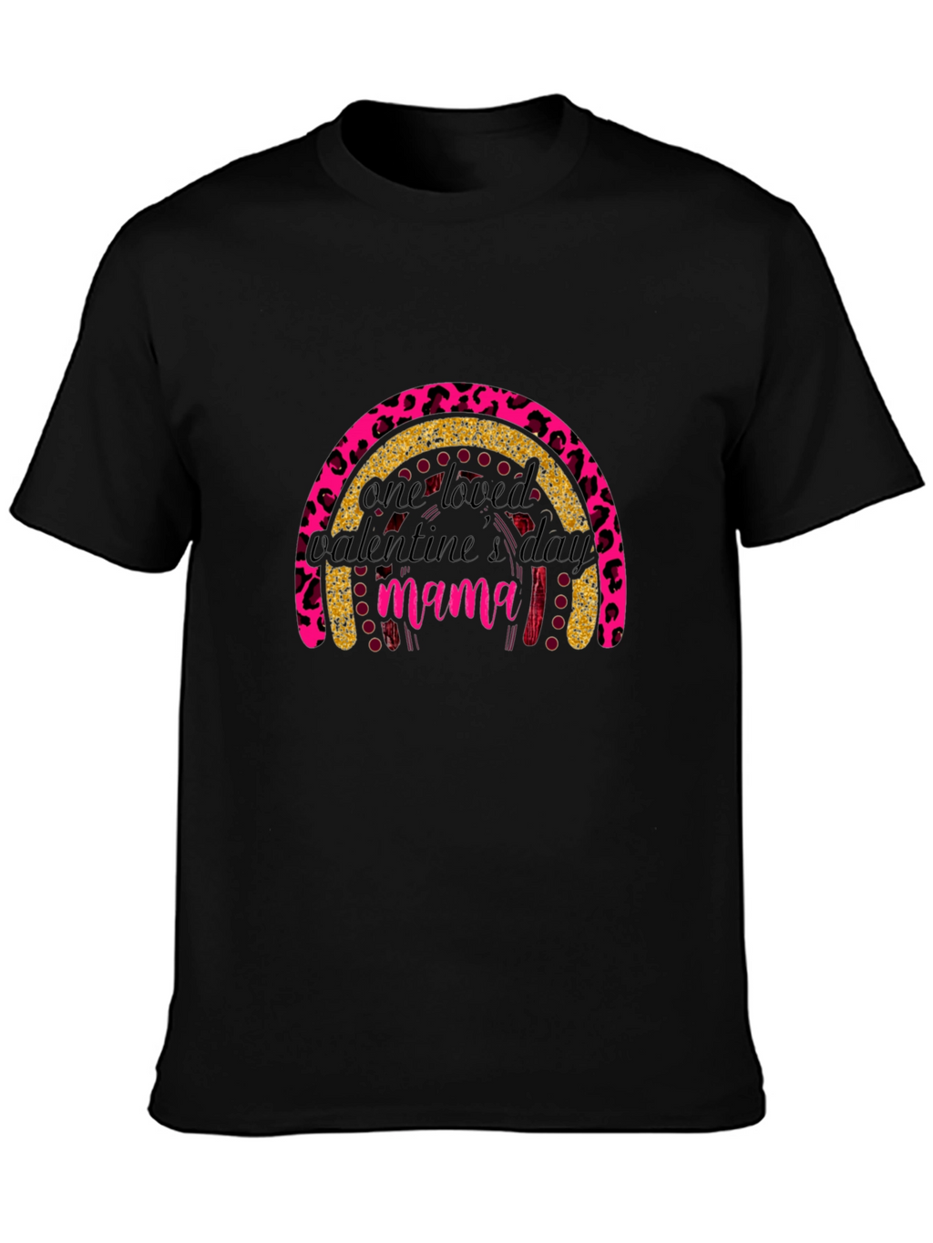 Valentines Day Mama T-Shirt - Leopard Rainbow
