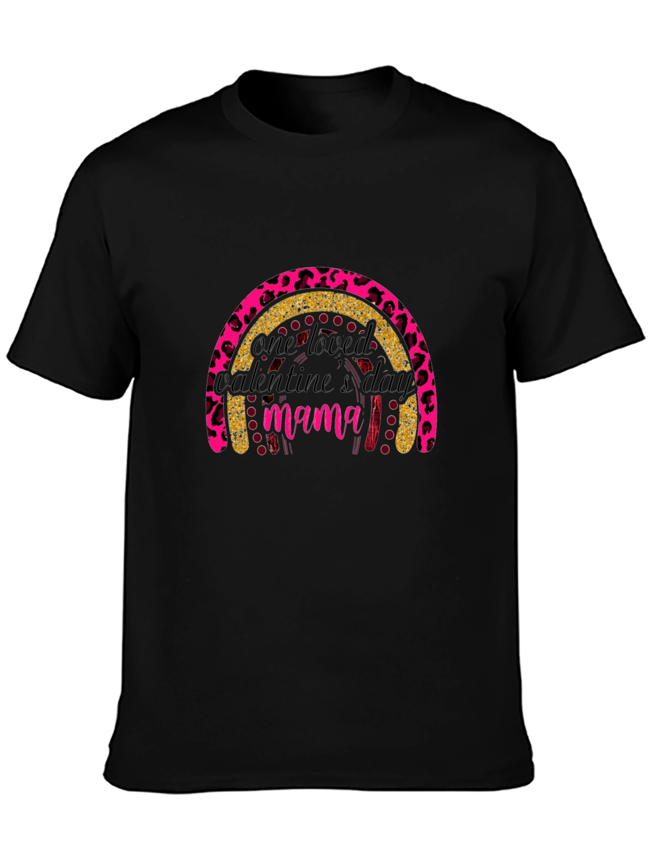 Valentines Day Mama T-Shirt - Leopard Rainbow