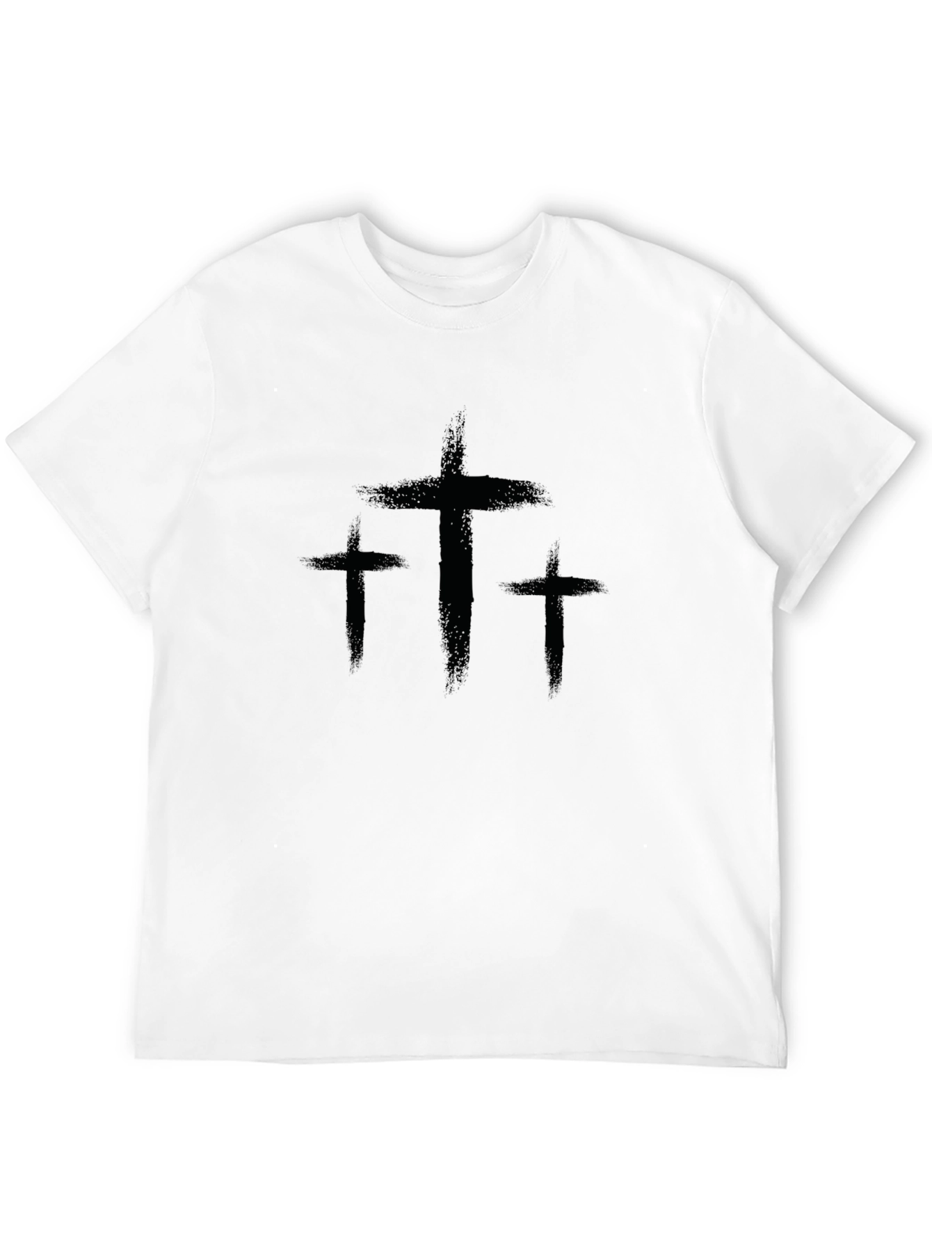 Three Crosses Graphic Print Black T-Shirt