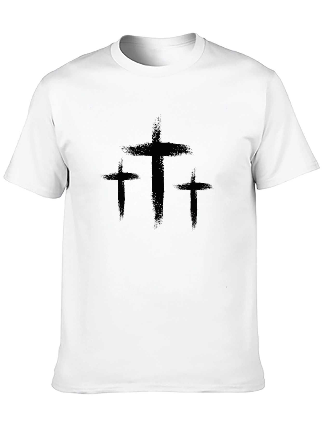 Three Crosses Graphic Print Black T-Shirt