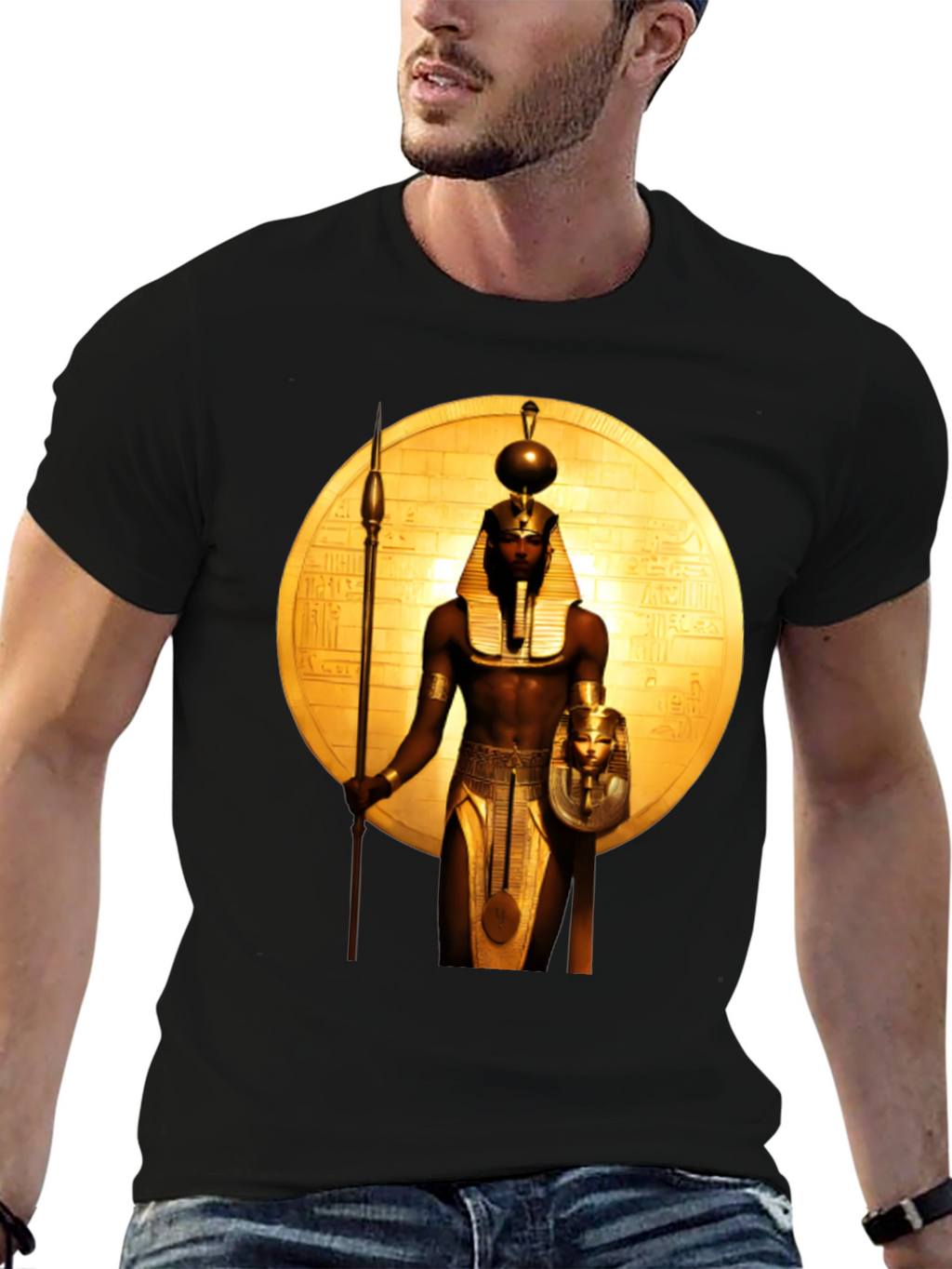 Egyptian Pharaoh Graphic Tee - Premium Black T-Shirt