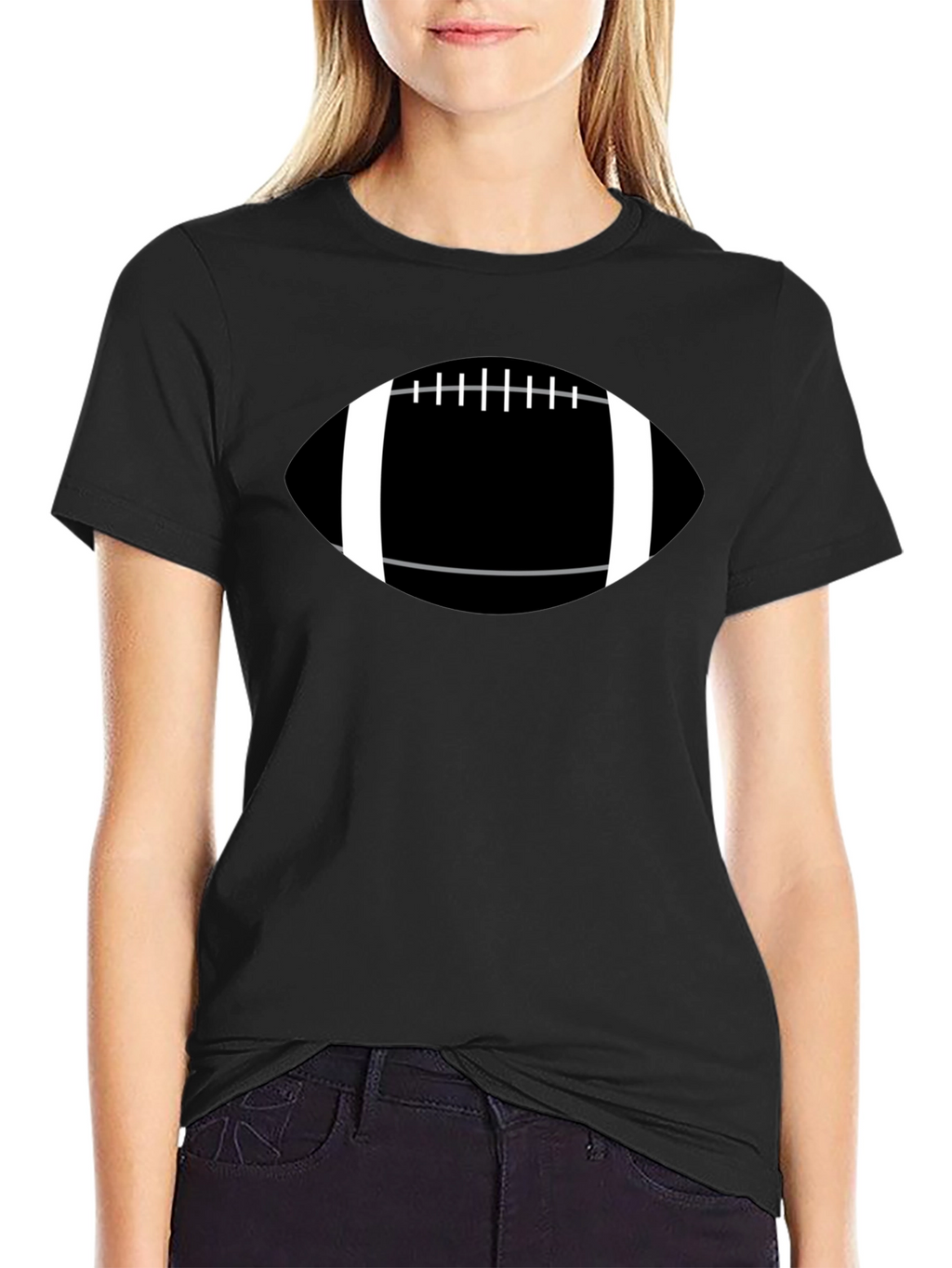 Football Graphic Tee - Black Cotton Casual T-Shirt