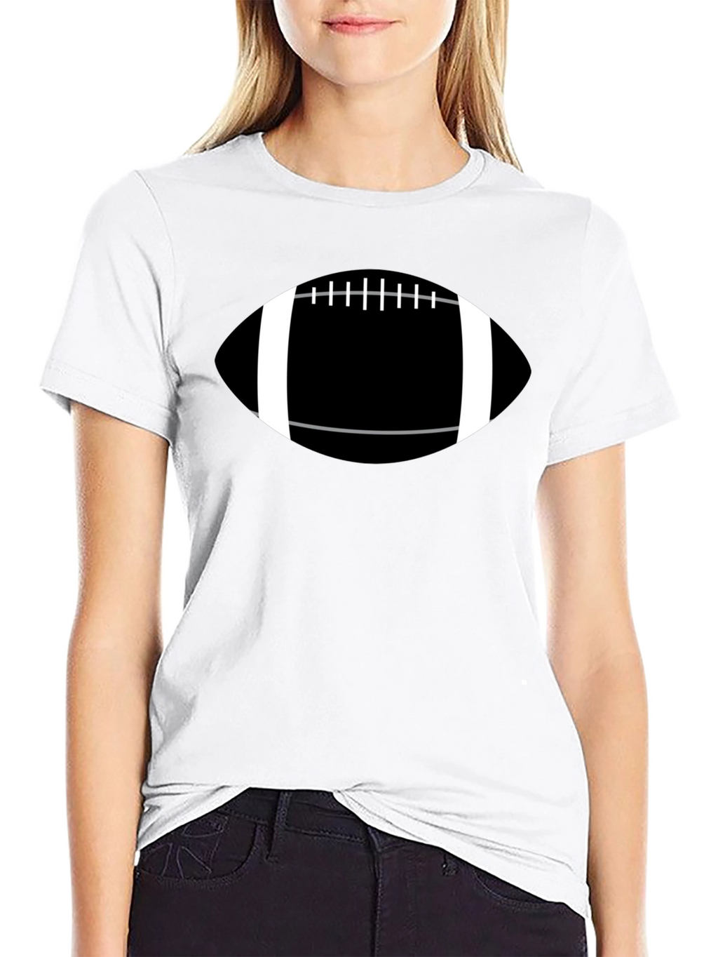 Football Graphic Tee - Black Cotton Casual T-Shirt