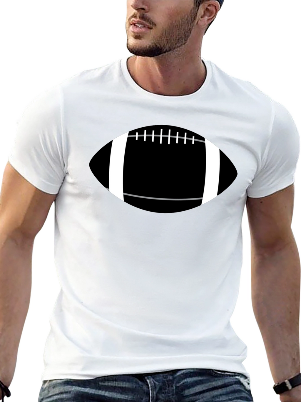Football Graphic Tee - Black Cotton Casual T-Shirt