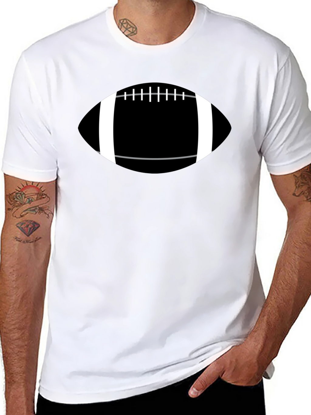 Football Graphic Tee - Black Cotton Casual T-Shirt