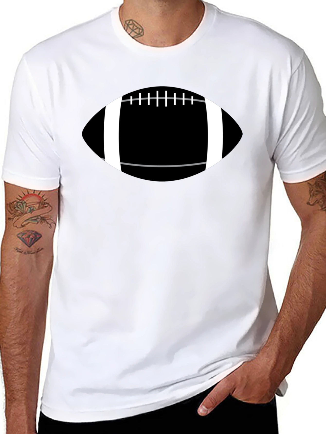 Football Graphic Tee - Black Cotton Casual T-Shirt