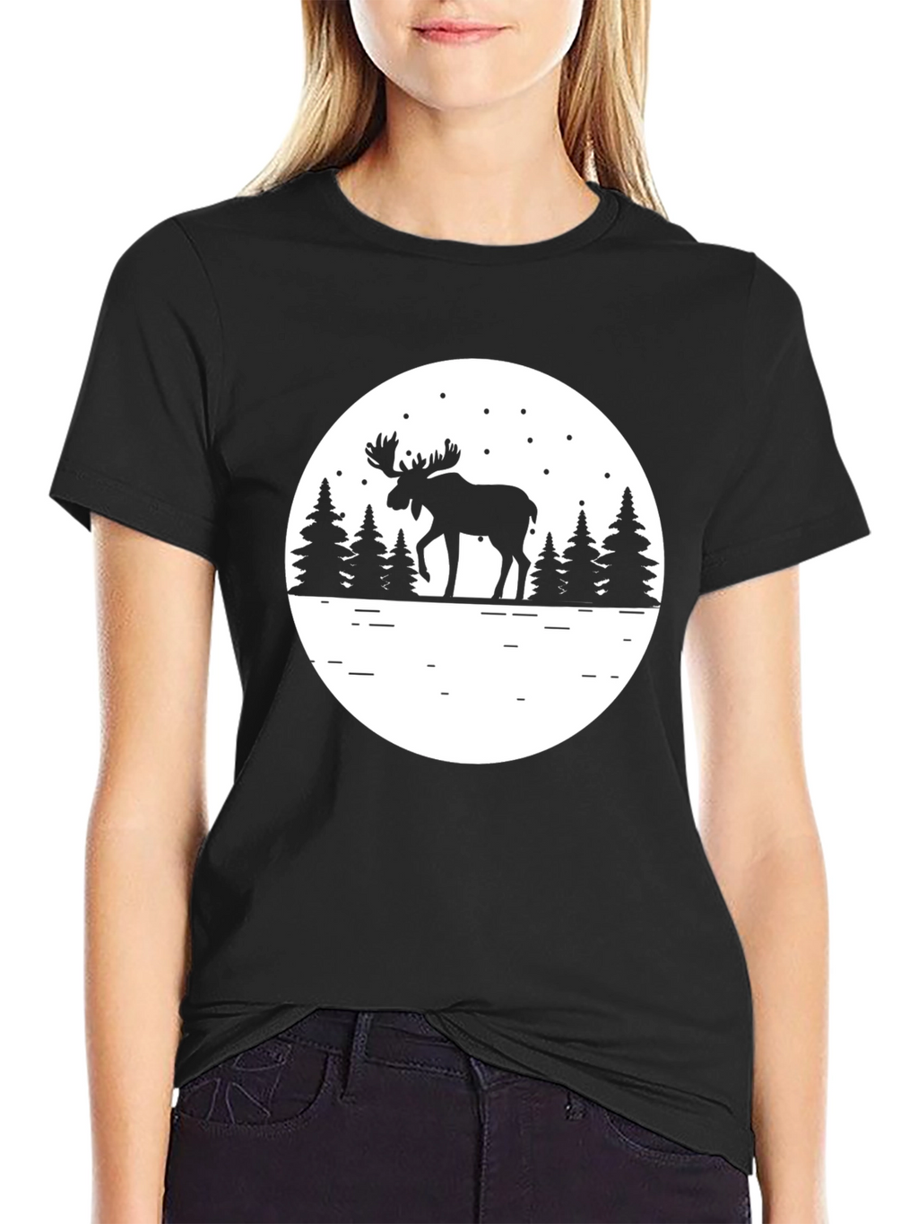 Moose Silhouette T-Shirt - Mens Black Graphic Tee