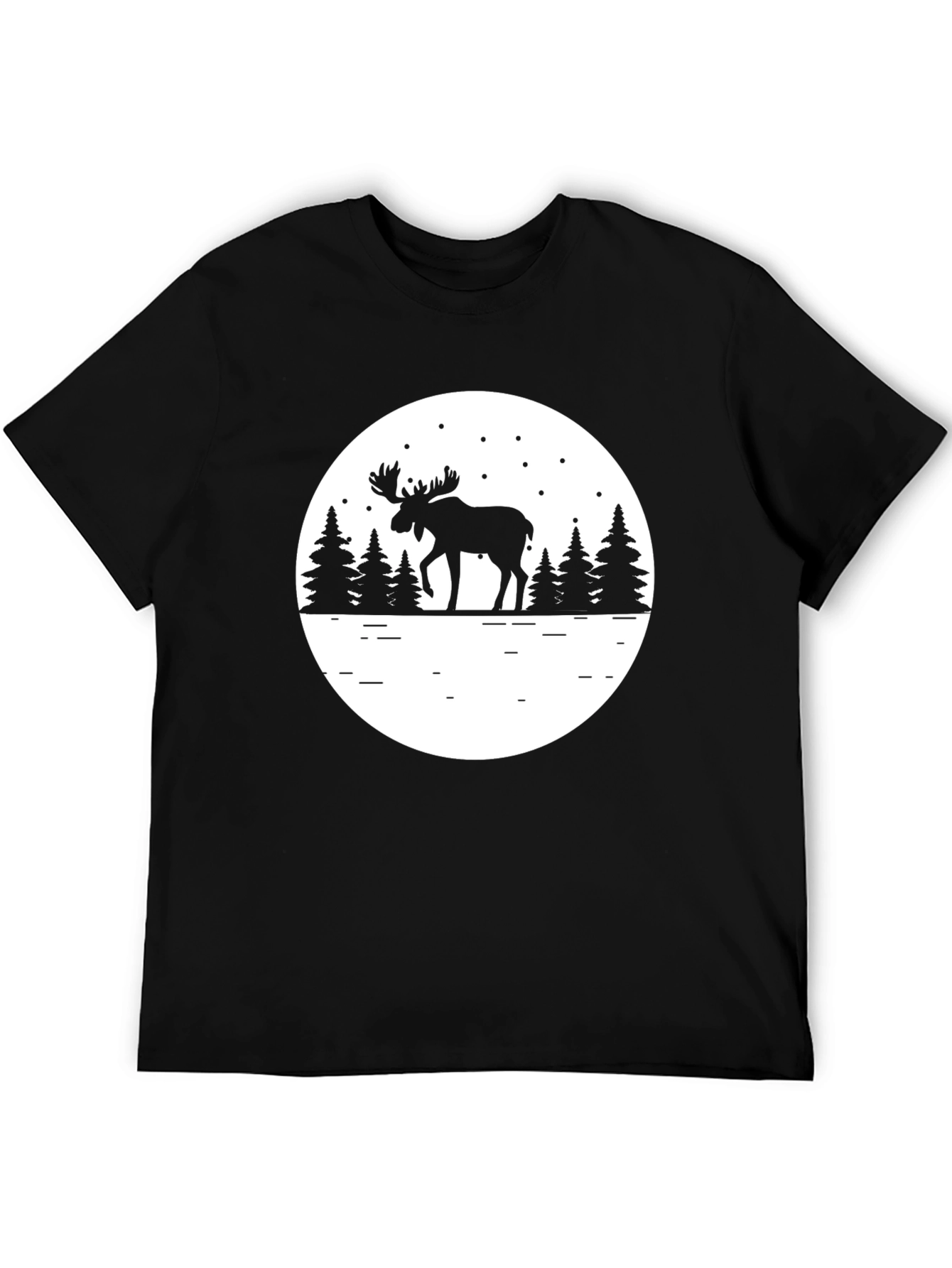 Moose Silhouette T-Shirt - Mens Black Graphic Tee