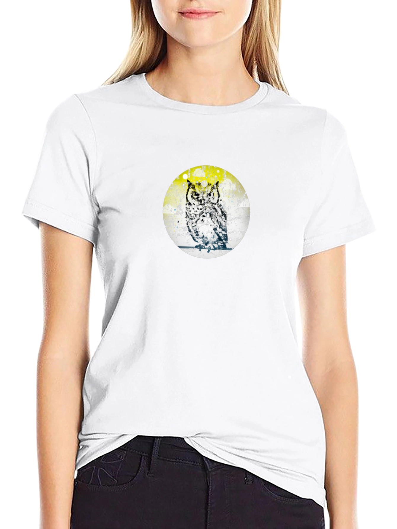 Owl Print Black T-Shirt