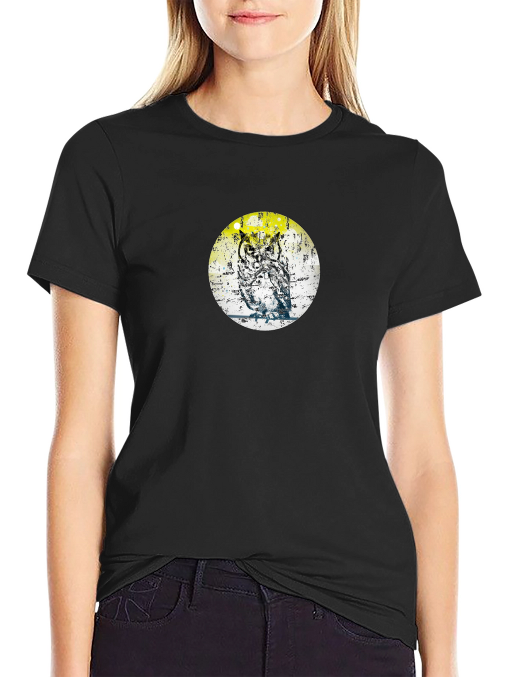 Owl Print Black T-Shirt