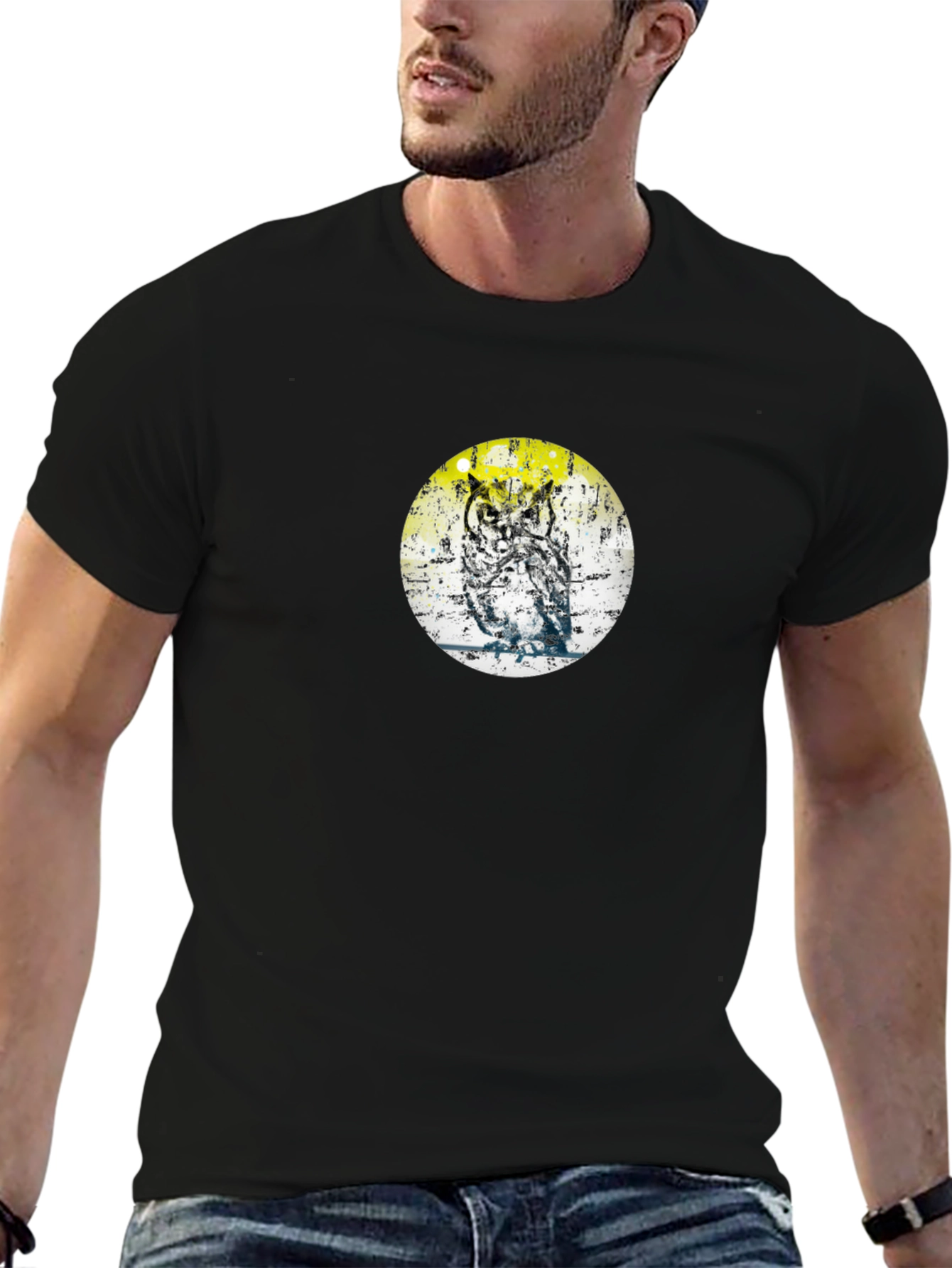 Owl Print Black T-Shirt