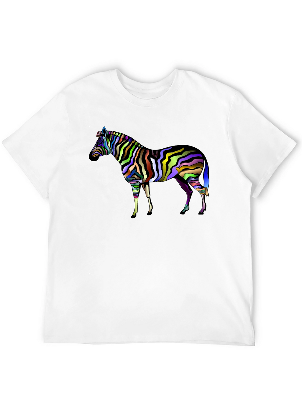 Vibrant Zebra Graphic Tee - Mens Black T-Shirt