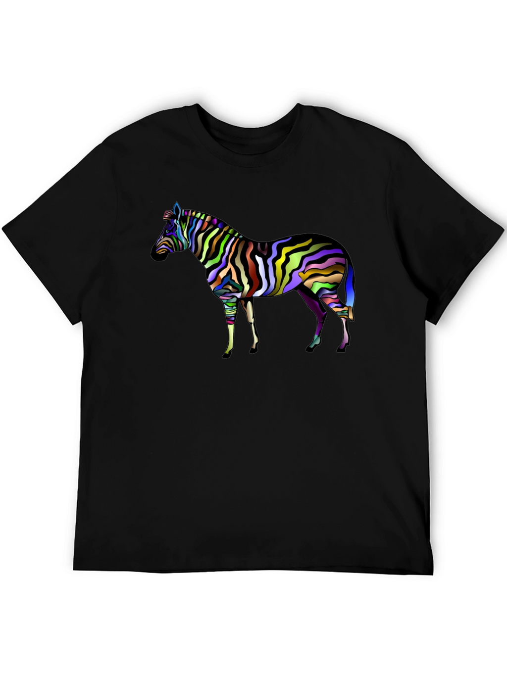 Vibrant Zebra Graphic Tee - Mens Black T-Shirt