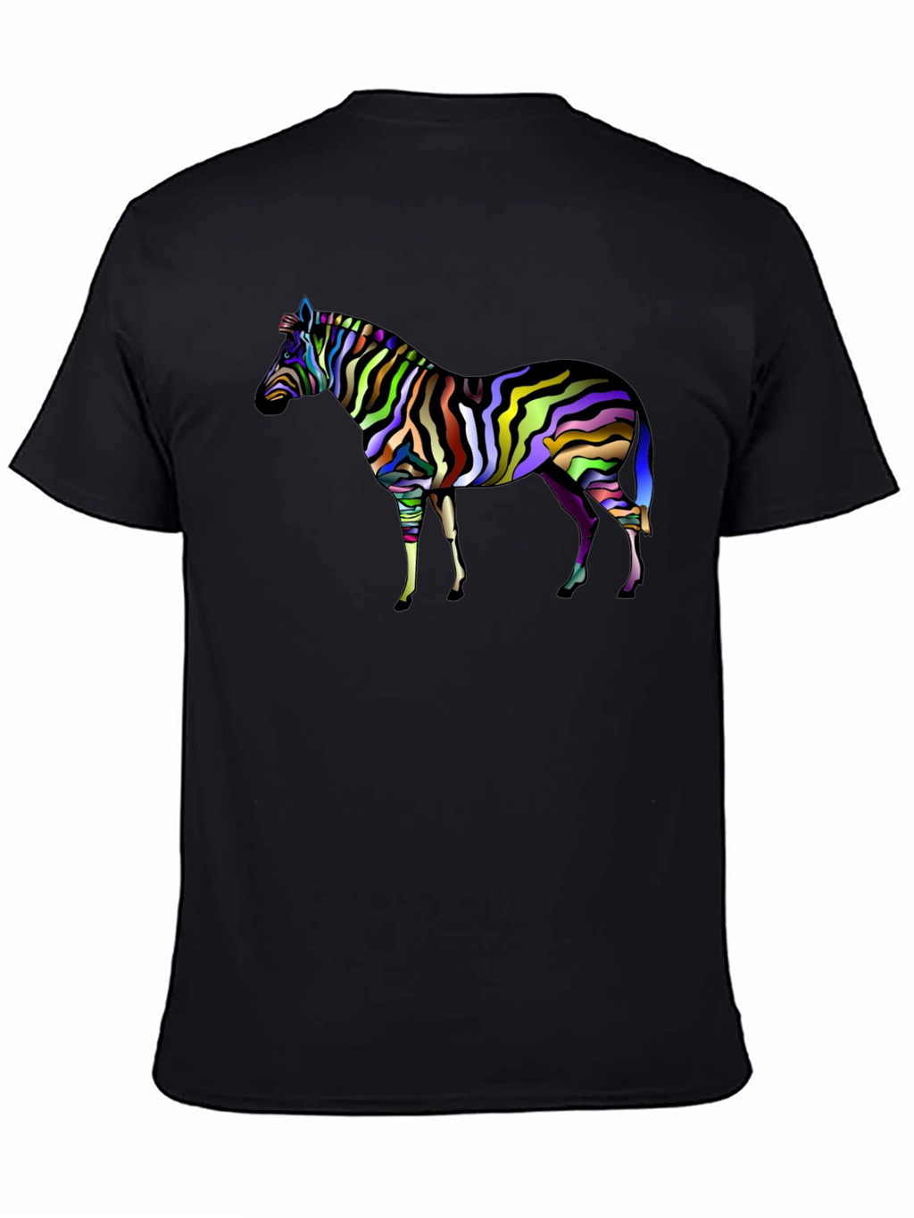 Vibrant Zebra Graphic Tee - Mens Black T-Shirt