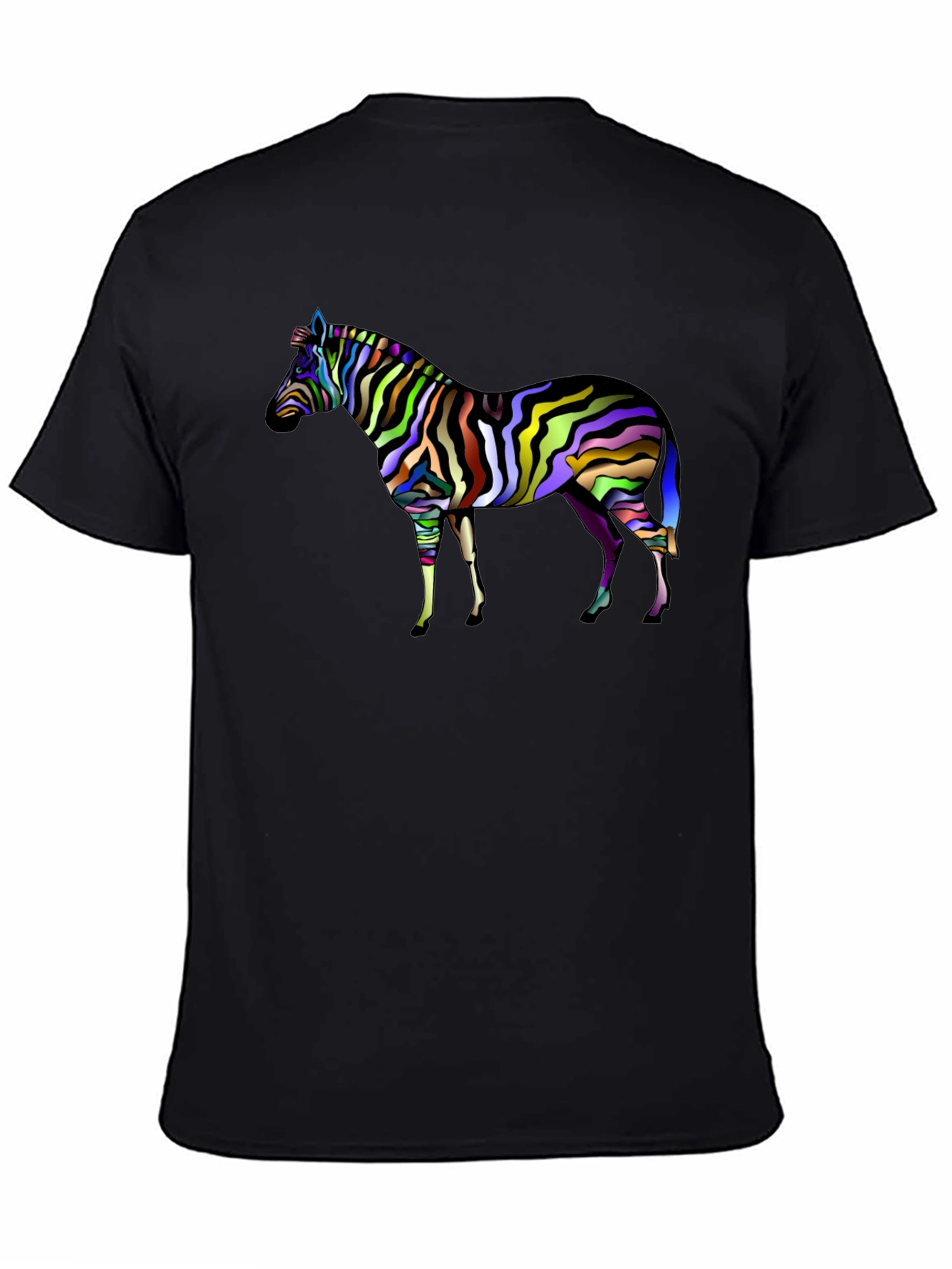 Vibrant Zebra Graphic Tee - Mens Black T-Shirt
