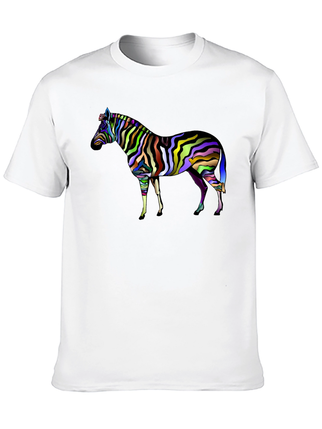 Vibrant Zebra Graphic Tee - Mens Black T-Shirt