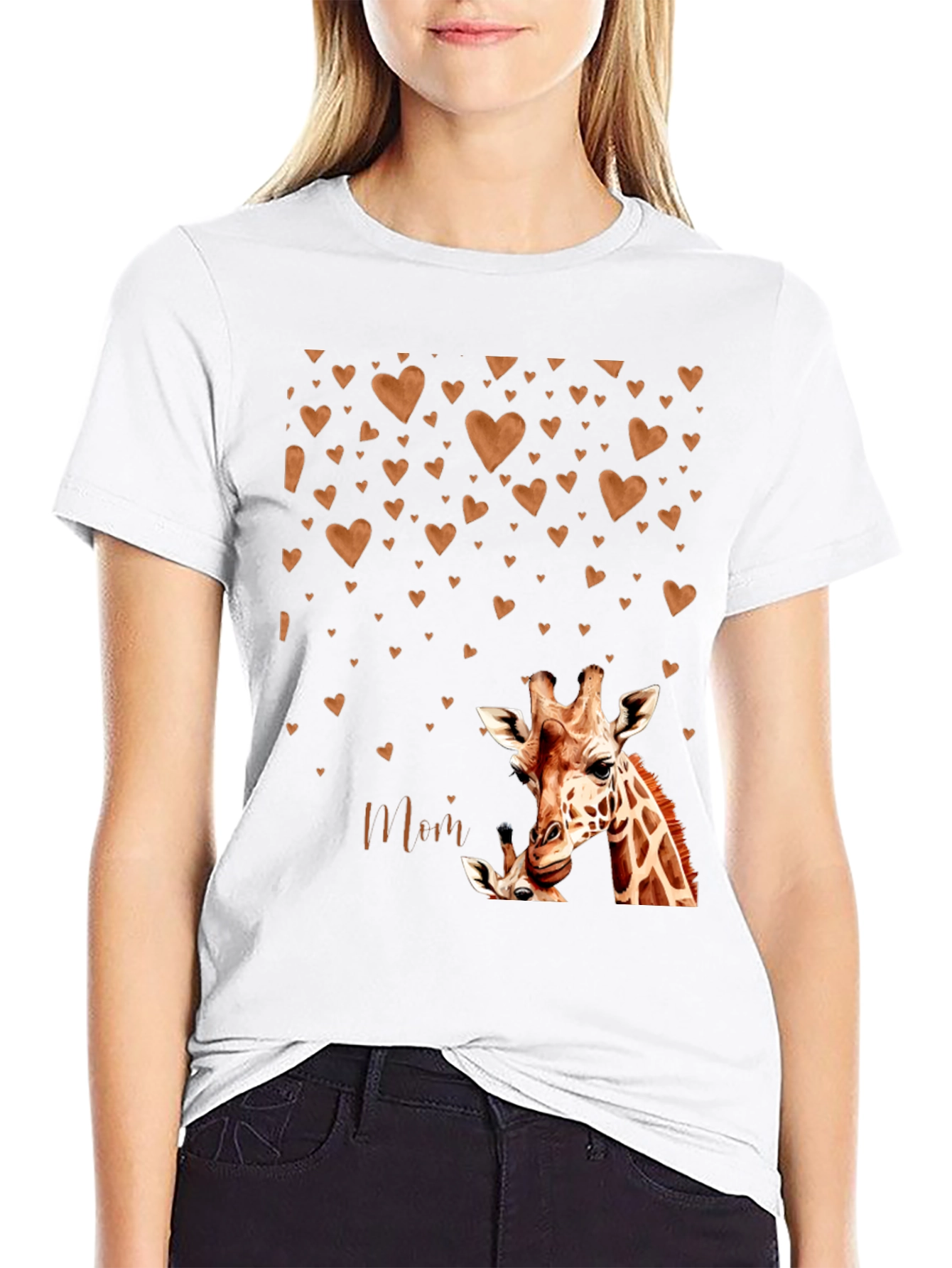 Giraffe Mom Heart Graphic Tee