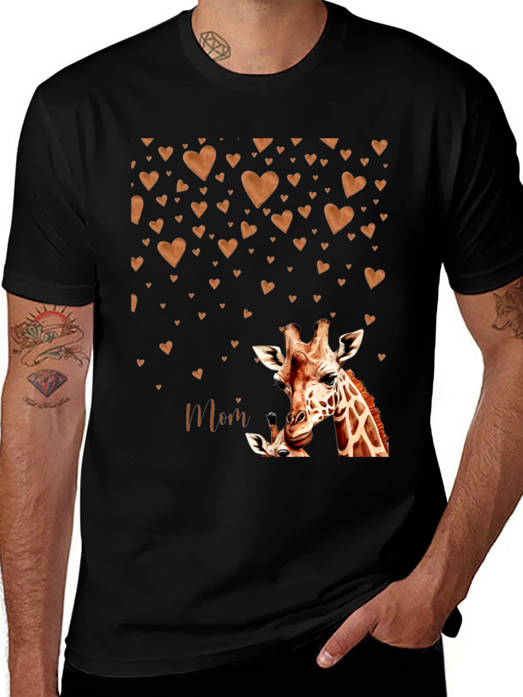 Giraffe Mom Heart Graphic Tee