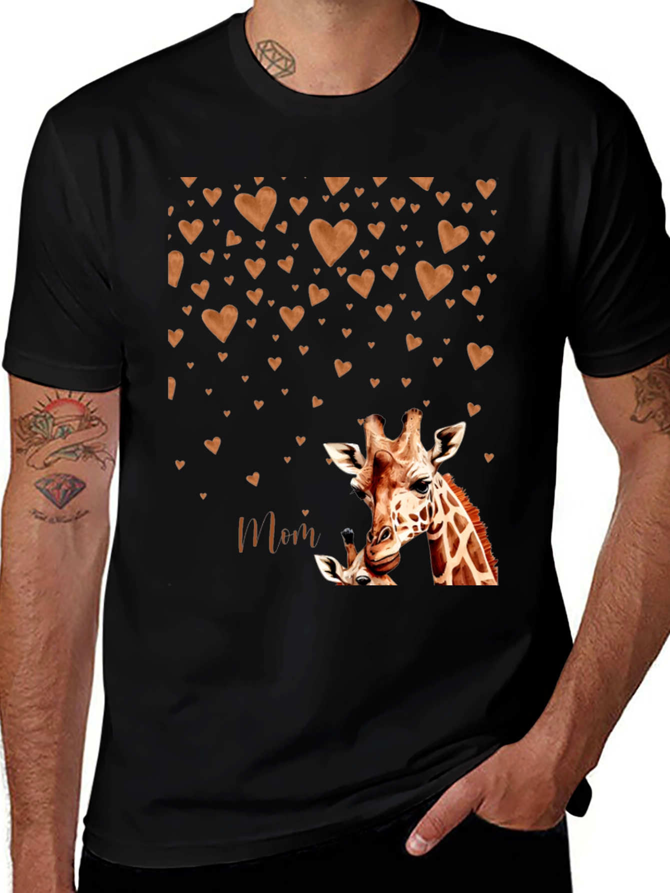 Giraffe Mom Heart Graphic Tee