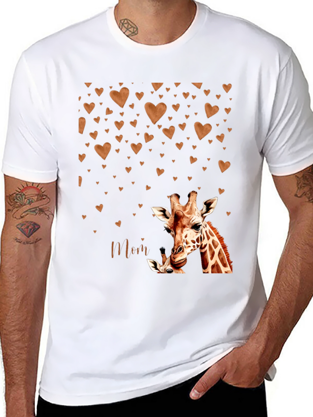 Giraffe Mom Heart Graphic Tee