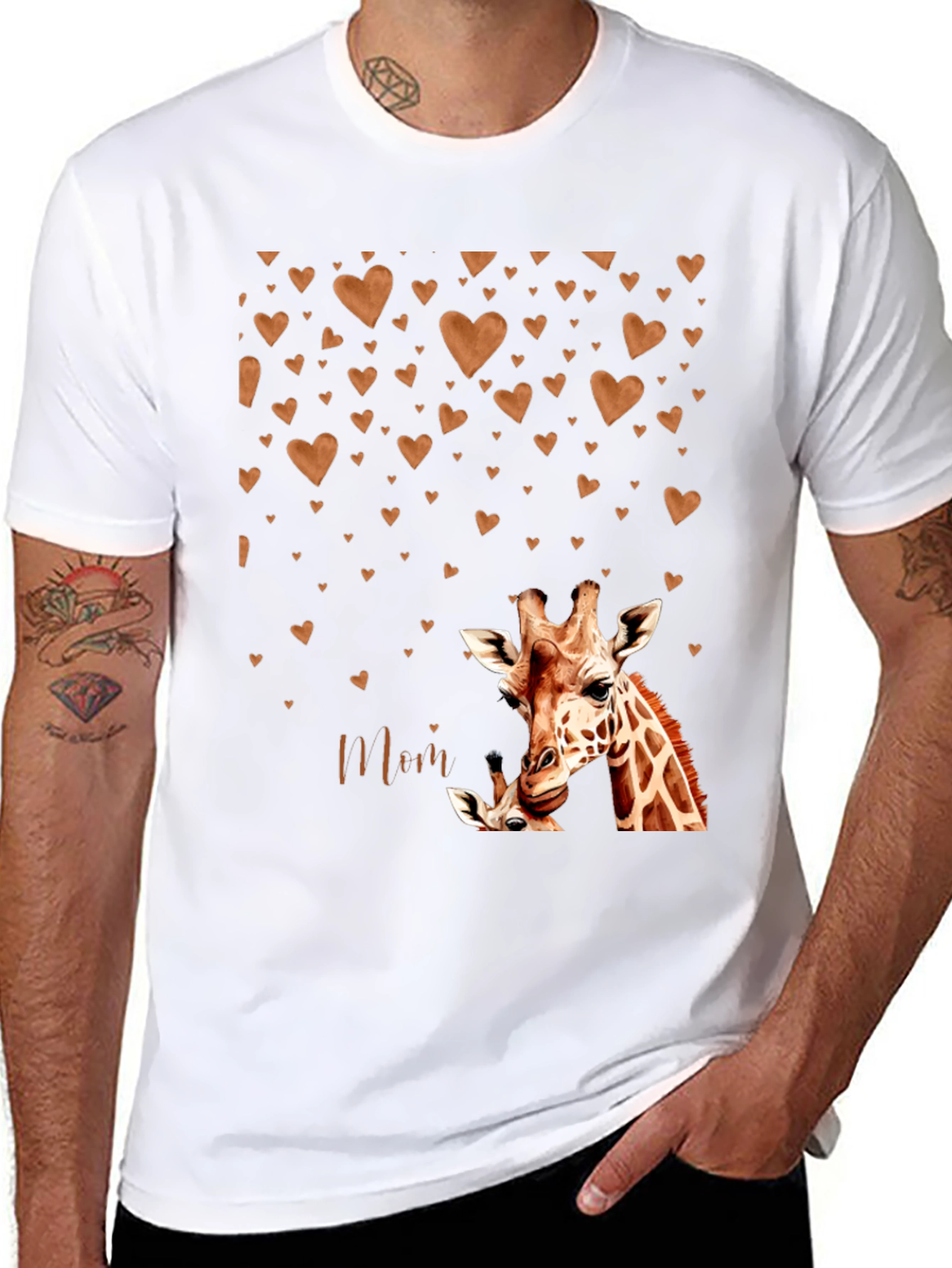 Giraffe Mom Heart Graphic Tee