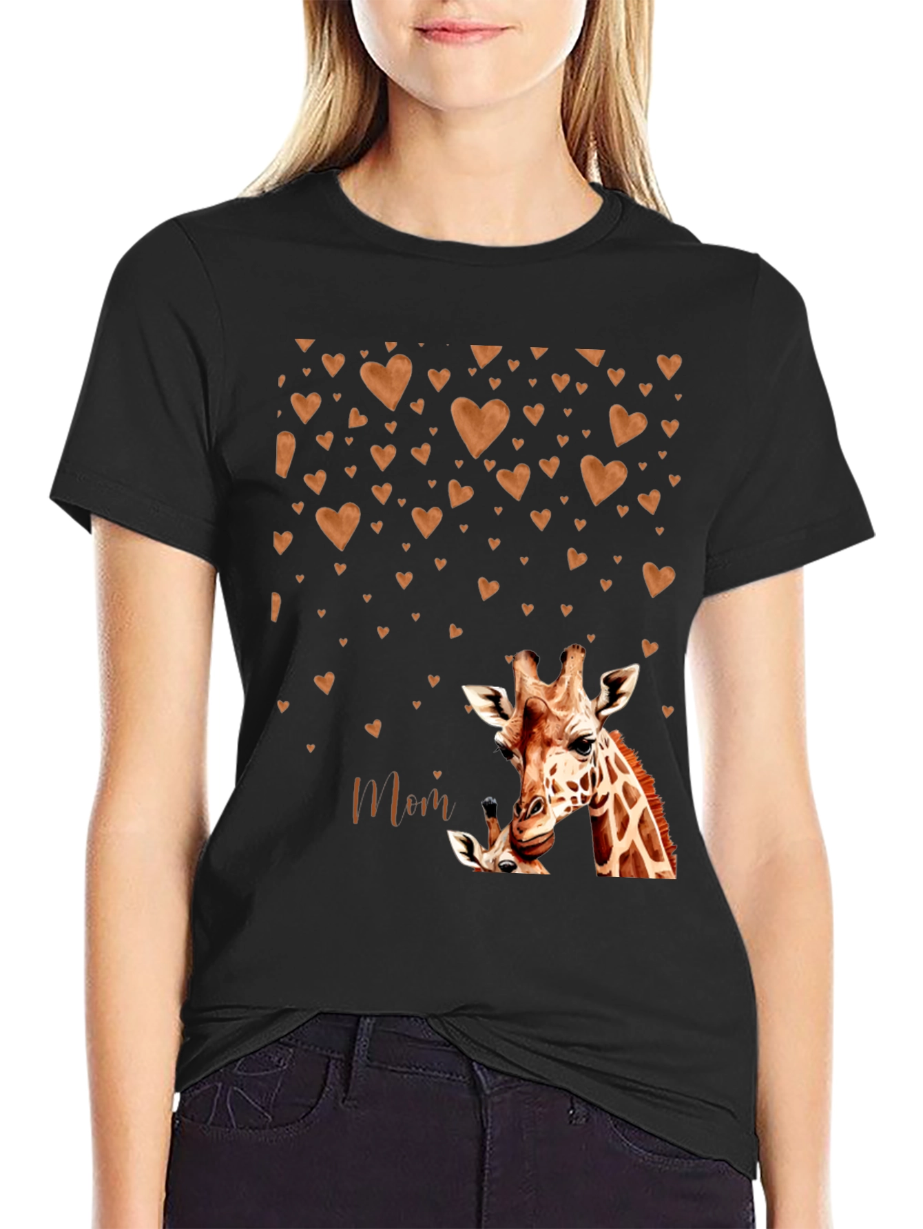 Giraffe Mom Heart Graphic Tee