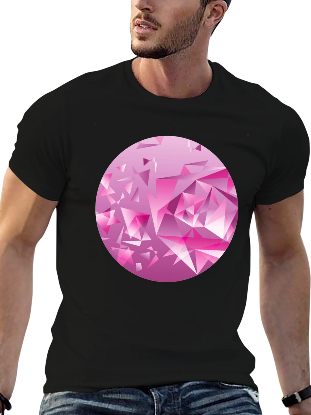 Geometric Diamond Circle Graphic Tee - Black