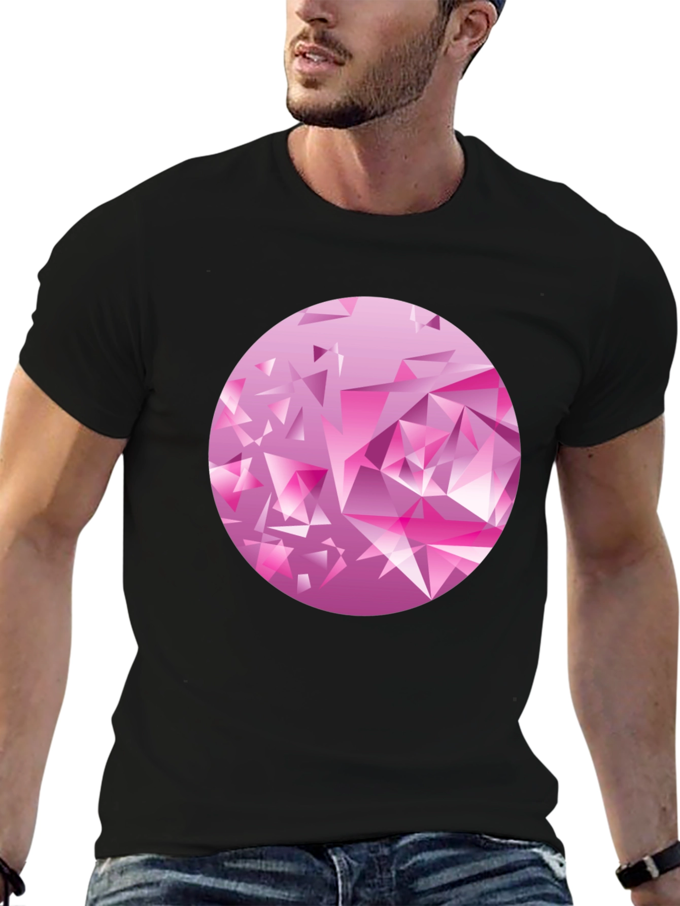 Geometric Diamond Circle Graphic Tee - Black